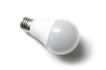 closeup of white bulb light on white background