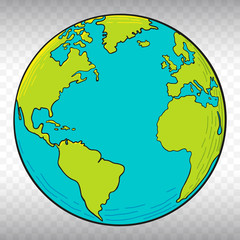 Hand Drawn Planet Earth Vector Illustration with Transparent Background. © Can Yesil