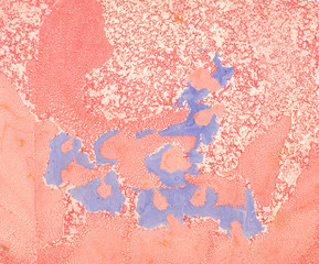 Stains of paint on paper. The texture of the splashes and spots of paint. EBRU- Ancient oriental drawing technique. Chaotic abstract organic design. Marbleized.