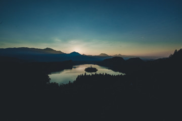 Sunrise at Lake Bled in Slovenia