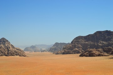 Desert tour through sand dunes of Wadi Rum wilderness, Jordan, Middle East, hiking, climbing, driving