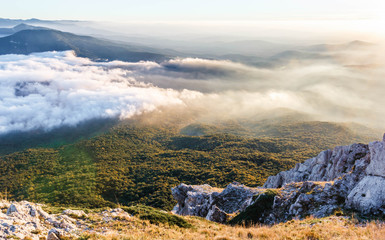 Sunset in Crimean mountains, Mount Chatyr-dag, Crimea, beautiful landscape