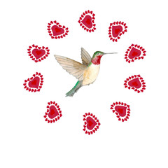 Happy Valentine's Day. Watercolor with a caliber surrounded by a red heart, isolated on a beige background.