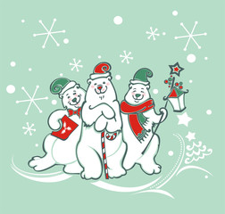 christmas card with polar bears