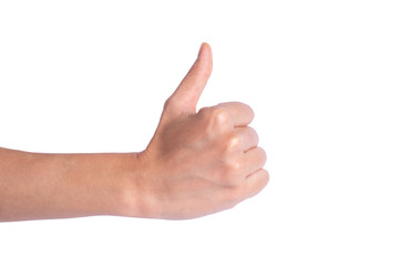 Isolated image of human hand sign or symbol in white background