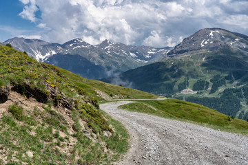 Mountain landscape along the road to Colle dell'Assietta