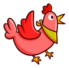 Cute and funny pink chicken - vector.