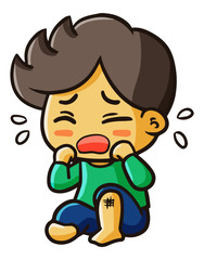 Funny and cute little boy crying - vector.