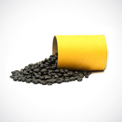 Black turtle bean, a variety of common bean, typically used in Latin American cuisine,on the White Blackground.