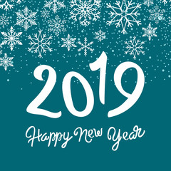 happy new year 2019 vector greeting card and poster design. Logo banner design holiday card on white background