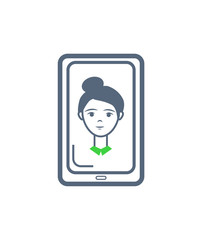 Phone Cell Female Icon on Monitor Screen Vector