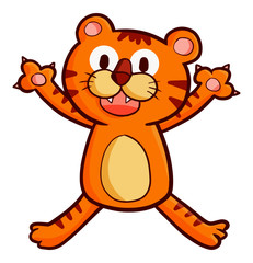 Funny and cute tiger laughing happily - vector.