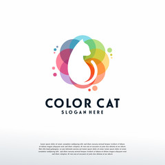 Colorful Cat logo vector, Kitten logo designs template, design concept, logo, logotype element for template