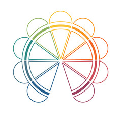 Template of colorful semicircle from lines for infographics  9 positions