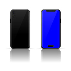 Isolated realistic Black phone on the different side with high quality vector.