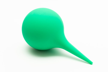 rubber enema green for hygienic procedures, on a white background