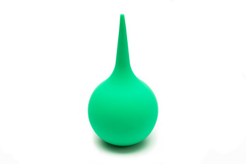 rubber enema green for hygienic procedures, on a white background