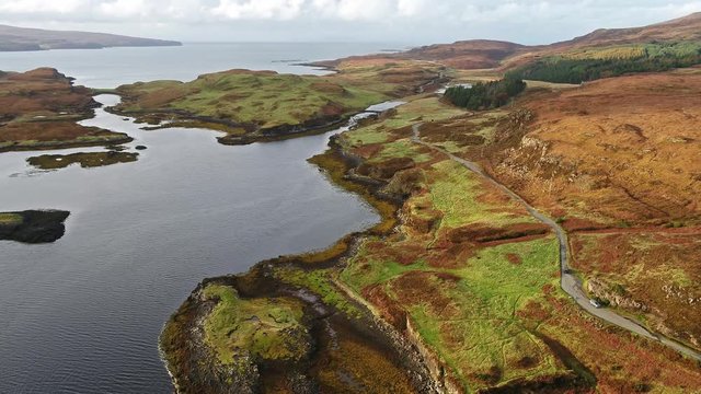 Flying over the beautiful west coast close to Dunvegan Castle - Scotland