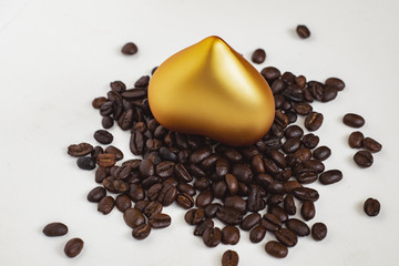 heart shaped decoration in coffee beans