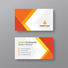 Corporate business card template with orange geometric