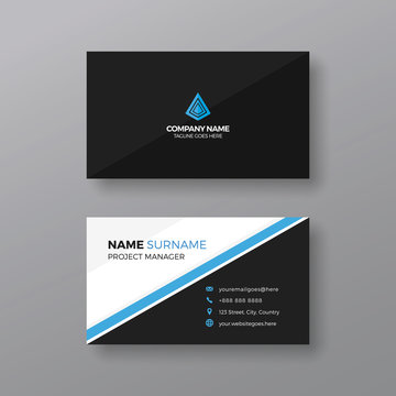 Professional business card template with blue details