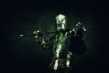 Portrait of a knight in armor - obrazy, fototapety, plakaty