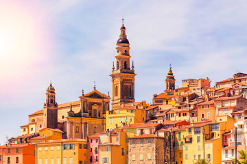 Obraz premium Old village of Menton French Riviera in summer