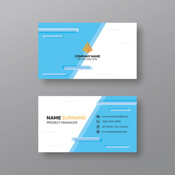 Simple blue business card design template