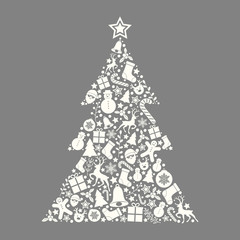 Fototapeta na wymiar Christmas card with decorative ornaments. Vector.