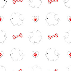 Cute candy cane bones seamless pattern. Design for prints, wrapping paper, cards. Christmas, New Year 2018 background.