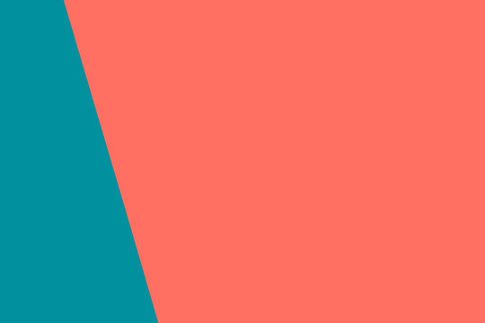 Double color blue and pink modern flat lay backgound . Living coral theme - color of the year 2019