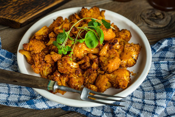 Cauliflower rosettes in a herbal marinade.