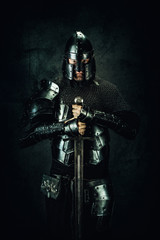 Naklejka premium Portrait of a knight in armor
