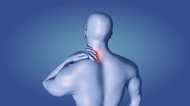 igh Quality 4K video showing a man who is suffering from a neck ache ( the video is looped )