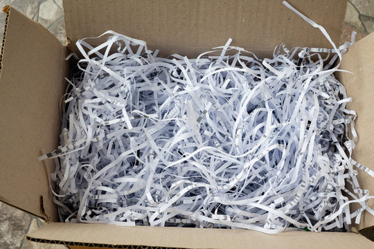 Paper recycle concept,shredded paper documents to recycle in paper box.