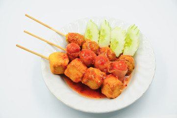 Fried meatballs on white background
