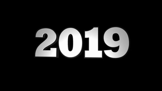 2019 NEW YEAR Text Animation with Alpha Channel, Background, Rendering, Loop, 4k
