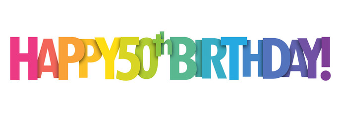 HAPPY 50th BIRTHDAY colorful letters banner