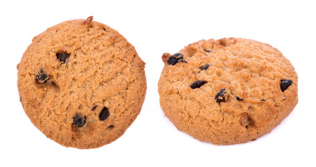 Chocolate chip cookie in bolwl on white background