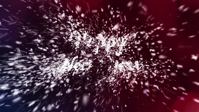 Happy New Year Animation, made of snowflakes, * 4K resolution 3840x2160, * Works with any software