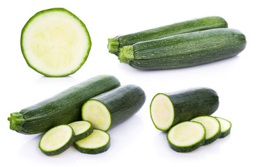 green zucchini vegetables isolated on white background