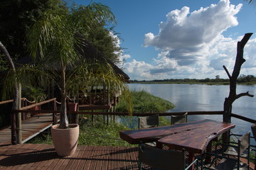 Nunda River Lodge at Okawango river in Namibia in Africa