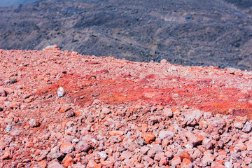 Lava on Mount Etna, active volcano on the east coast of Sicily, Italy	