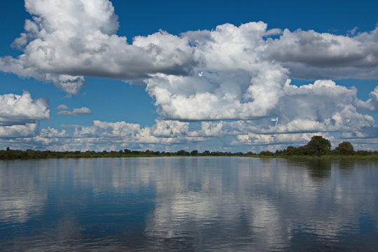 Cloudy sky at Okawango river in Namibia in Africa