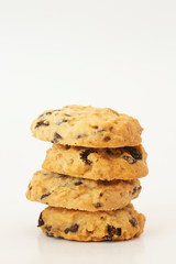 stack of cookies on white background.