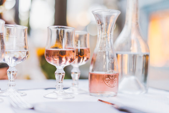 Pink Wine On Table