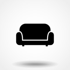 Sofa vector illustration isolated on white background. Soft sofa icon. Old style icon.