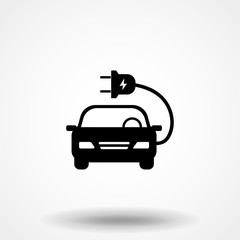 Electric auto icon. Flat design. Vector illustration.