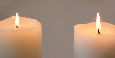 two lit candles