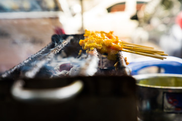 Traditional Thai steak roasted pork,pork satay